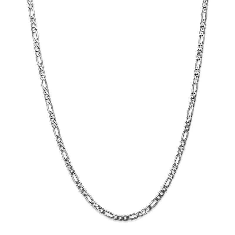 14K White Gold 26 inch 4mm Flat Figaro with Lobster Clasp Chain