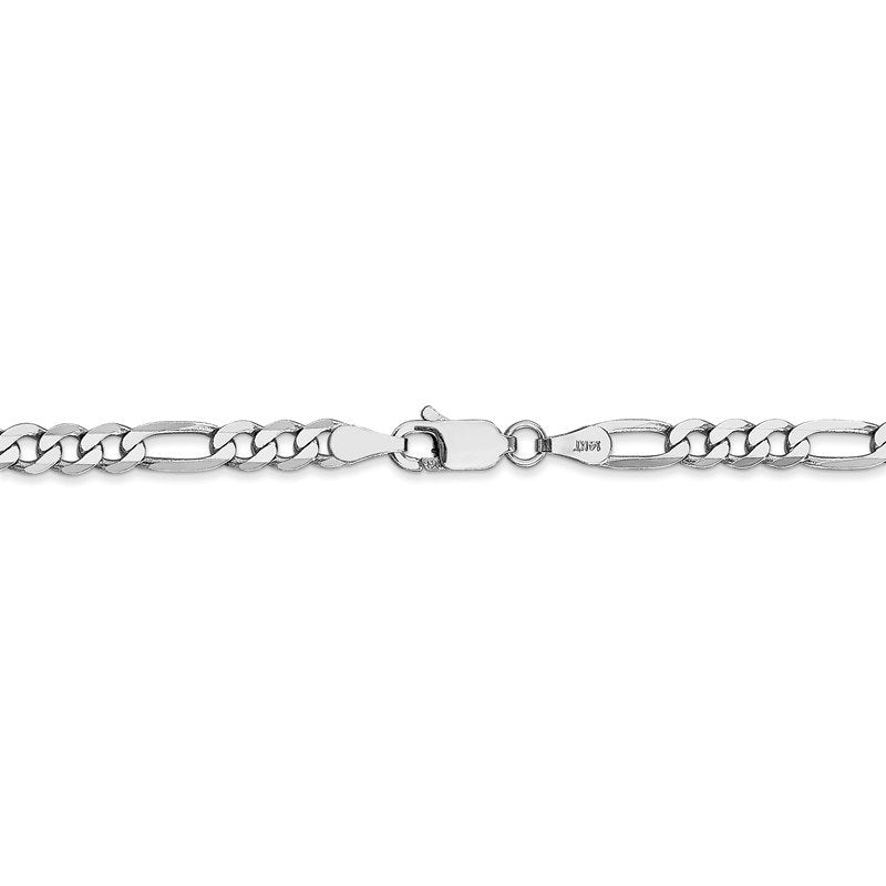 14K White Gold 26 inch 4mm Flat Figaro with Lobster Clasp Chain