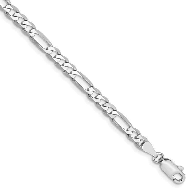 14K White Gold 26 inch 4mm Flat Figaro with Lobster Clasp Chain