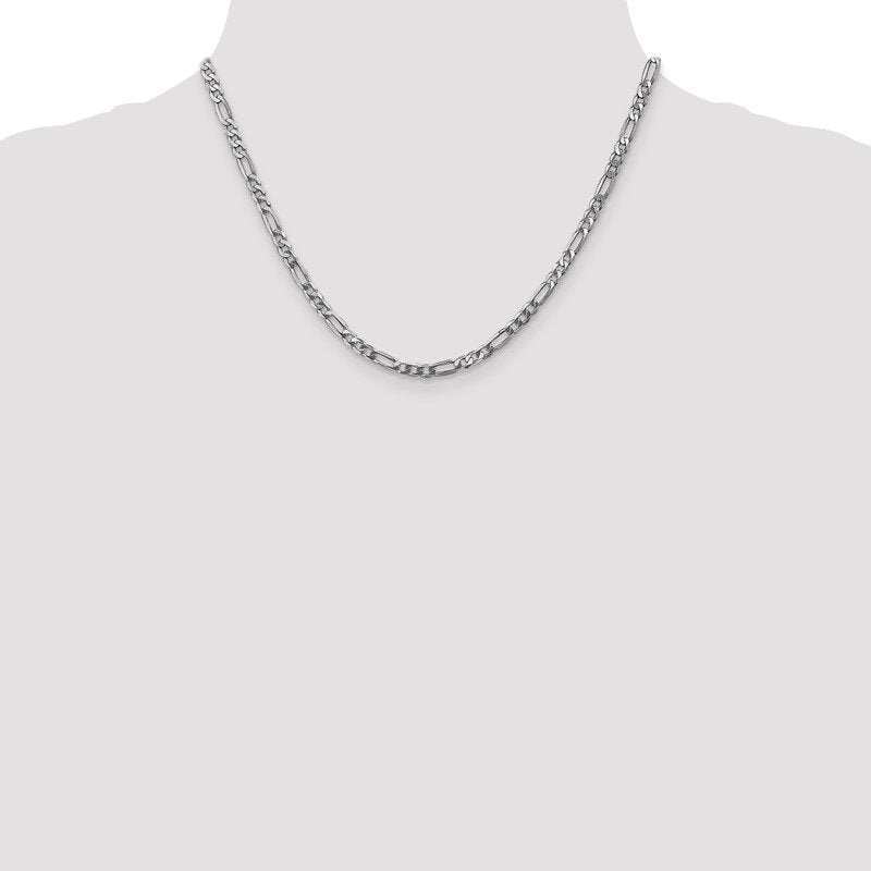 14K White Gold 26 inch 4mm Flat Figaro with Lobster Clasp Chain