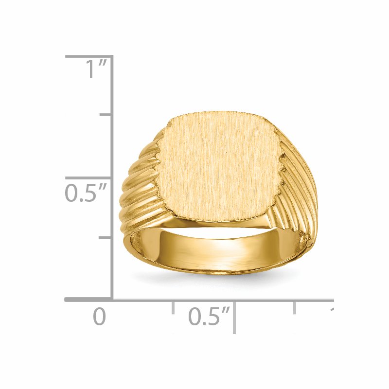 14k 13.5x13.5 Open Back Mens Signet Ring