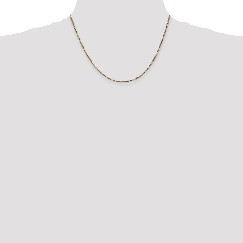 14K 10 inch  1.8mm Diamond-cut Milano Rope with Lobster Clasp Anklet