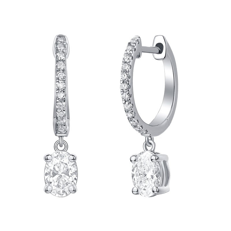 Smiling Rocks 0.79Ct E-F/SI1 Lab Grown Diamond Dangling Mini Hoop Earrings
