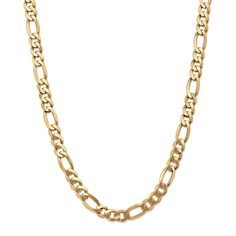 14K 26 inch 8.75mm Flat Figaro with Lobster Clasp Chain