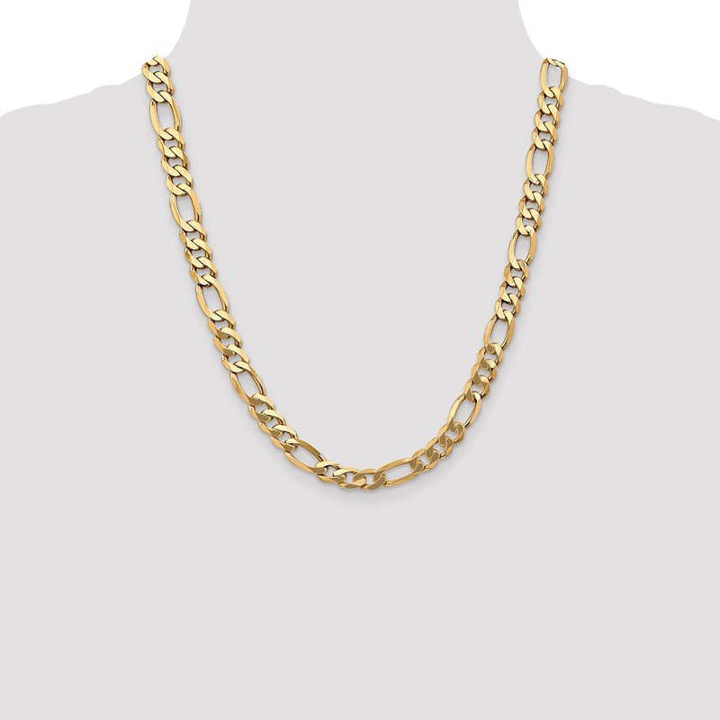 14K 26 inch 8.75mm Flat Figaro with Lobster Clasp Chain