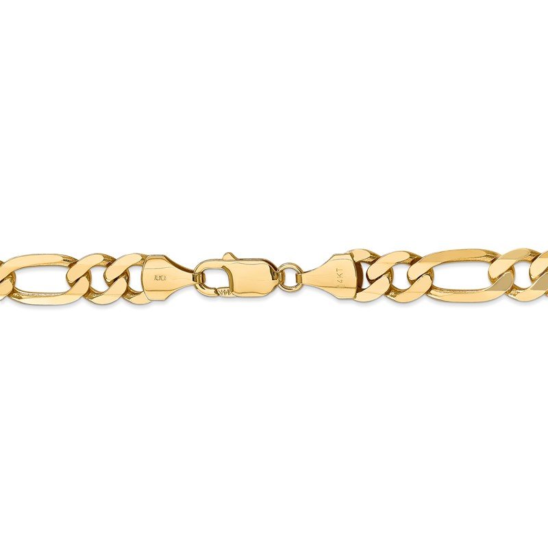 14K 26 inch 8.75mm Flat Figaro with Lobster Clasp Chain