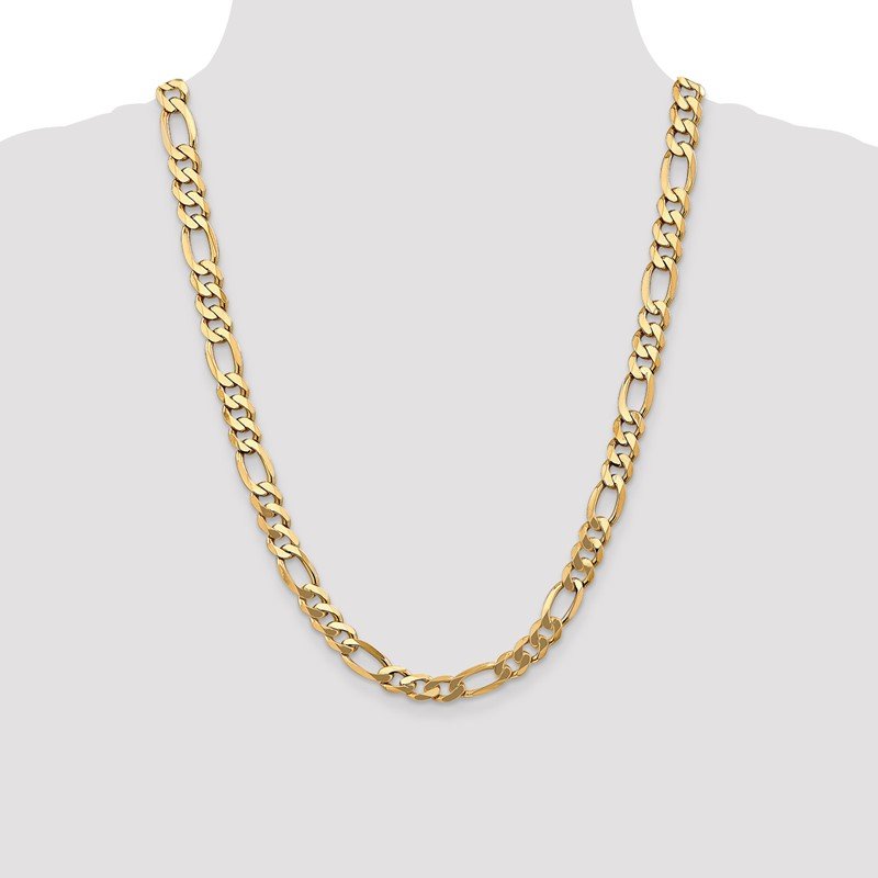 14K 26 inch 8.75mm Flat Figaro with Lobster Clasp Chain