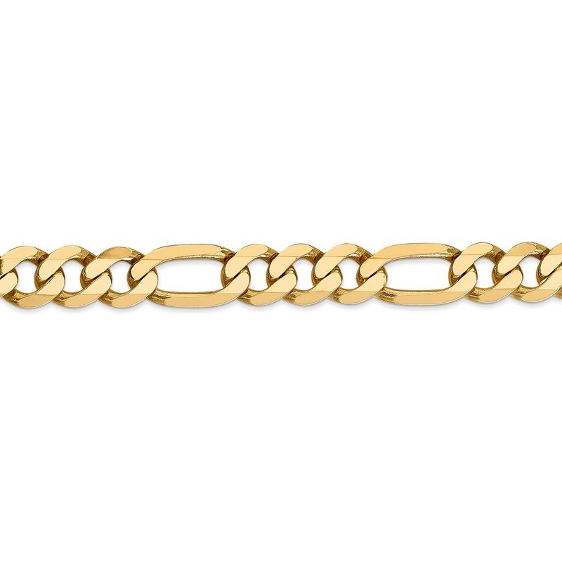14K 26 inch 8.75mm Flat Figaro with Lobster Clasp Chain