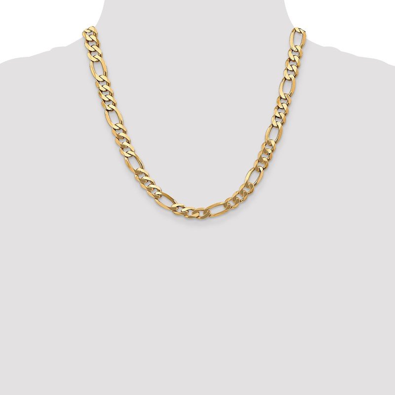 14K 26 inch 8.75mm Flat Figaro with Lobster Clasp Chain