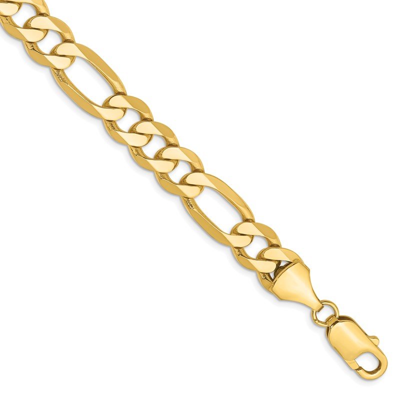 14K 26 inch 8.75mm Flat Figaro with Lobster Clasp Chain