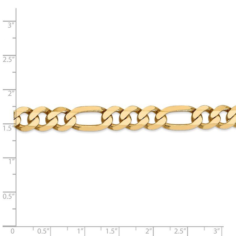 14K 26 inch 8.75mm Flat Figaro with Lobster Clasp Chain