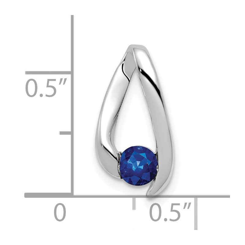 14k White Gold 4mm Round Sapphire Chain Slide