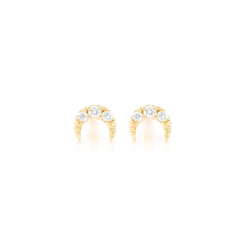 Mini Moon Stud Earrings 14K