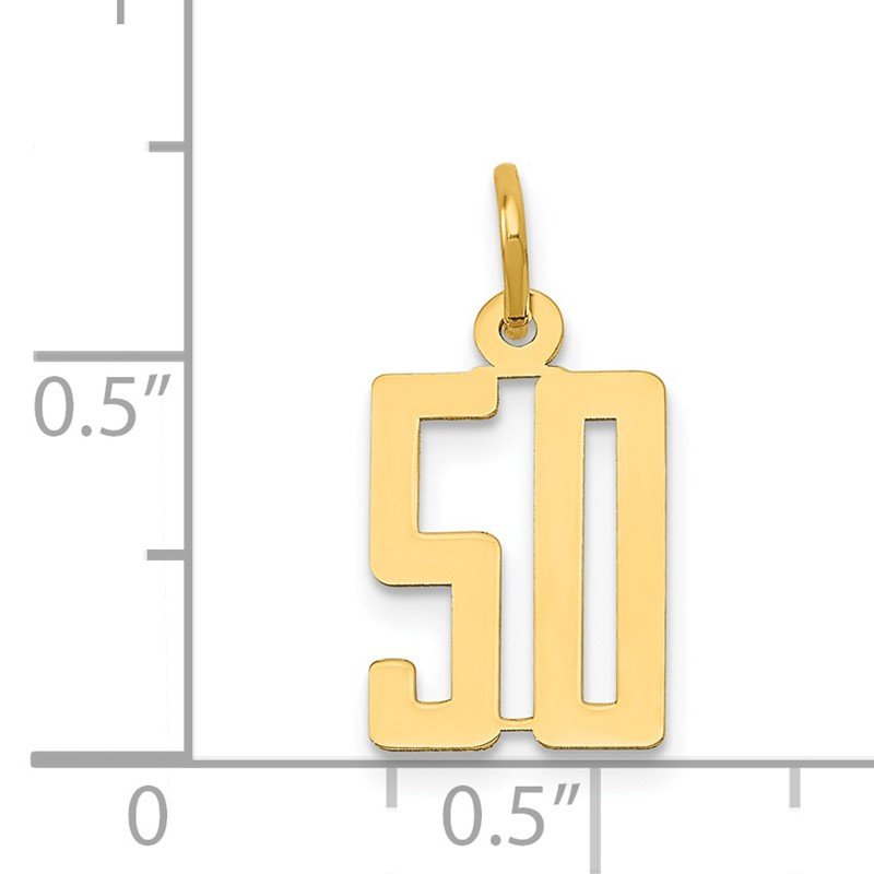 14k Small Elongated Number 50 Charm