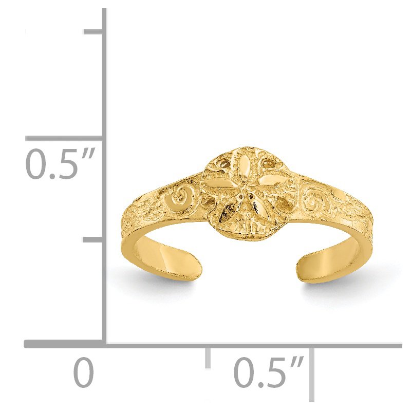 14K Diamond-cut Sand Dollar Toe Ring