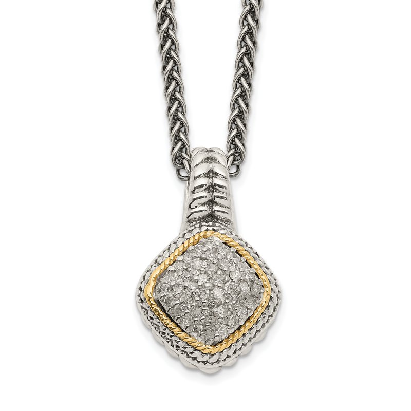 Sterling Silver with 14K Accent 18 Inch Diamond Necklace