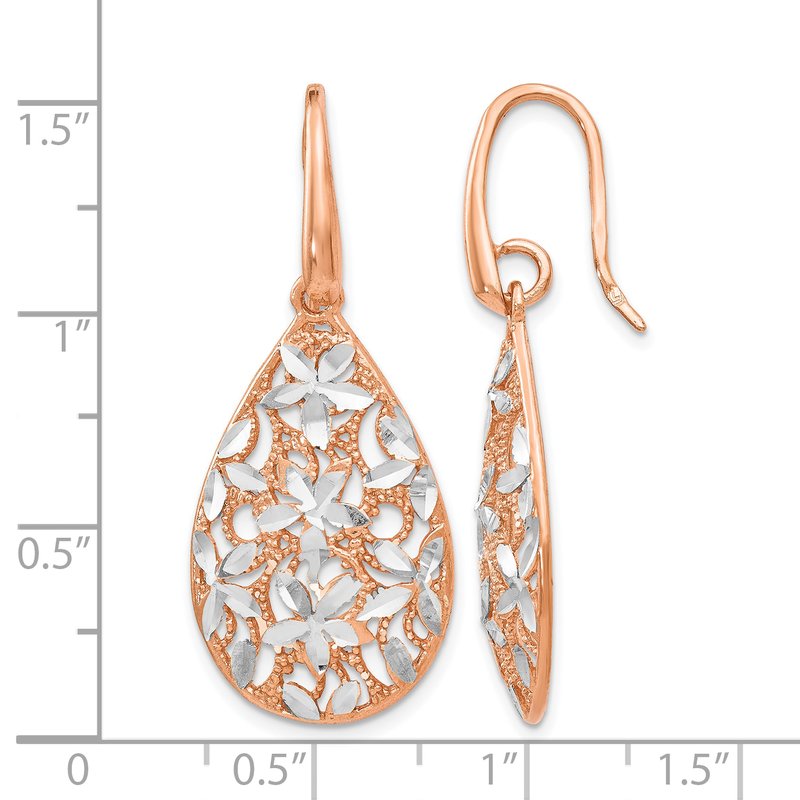 Sterling Silver Rose Gold-toned Polished Textured Earrings