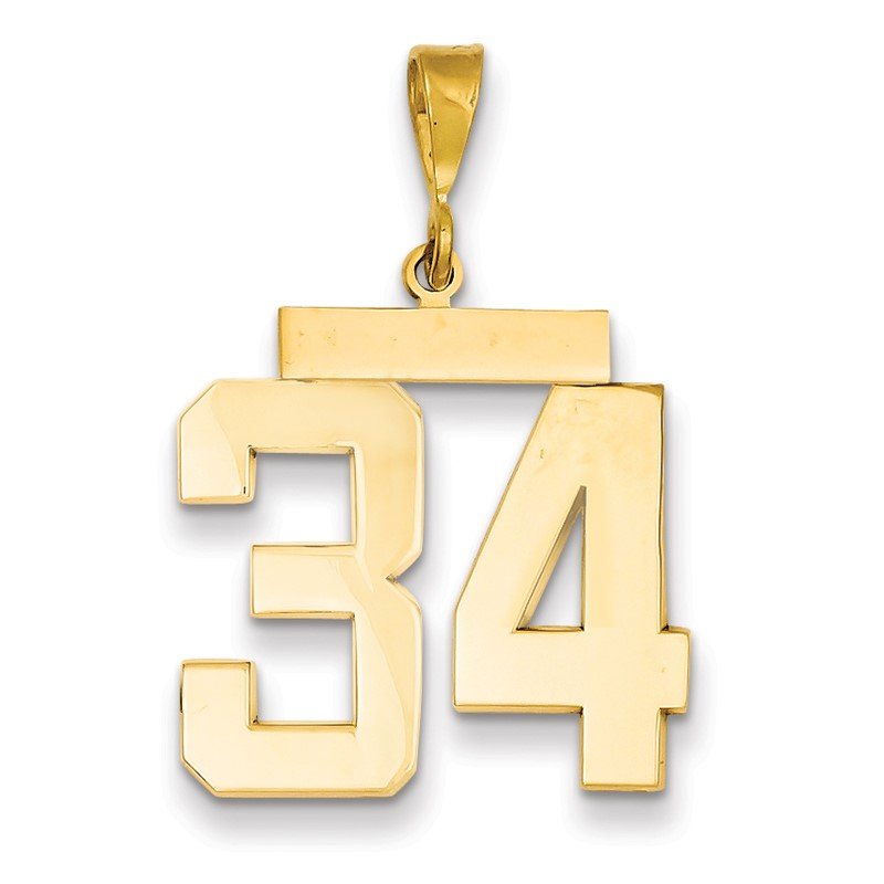 14k Large Polished Number 34 Charm