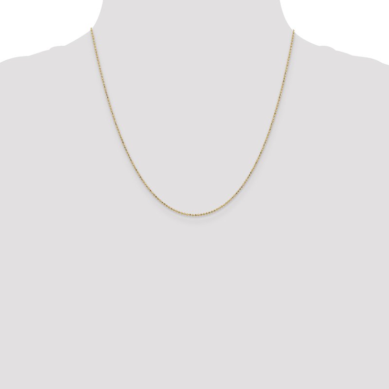 14K 10 inch 1.2mm Diamond-cut Beaded with Lobter Clasp Anklet