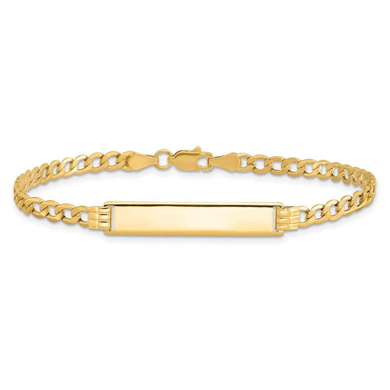 14k Polished Semi-Solid Chain/Solid Plate Cuban Link 25.5x5mm Plate 7 inch ID Bracelet