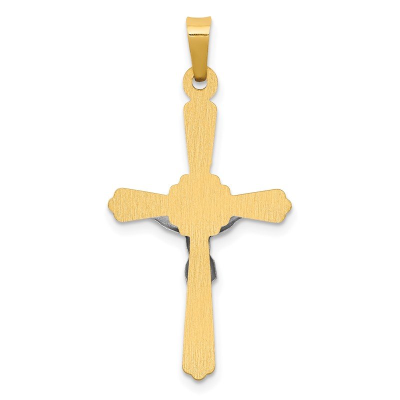 14K Two-tone Polished Inri Crucifix Pendant