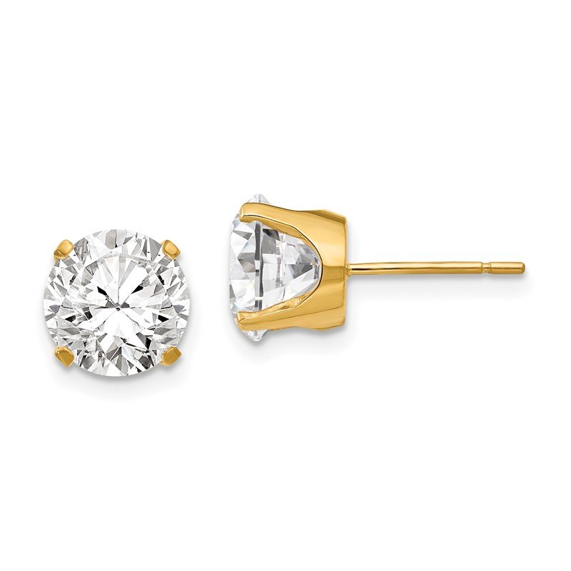 14k 8mm Round CZ Stud Earrings
