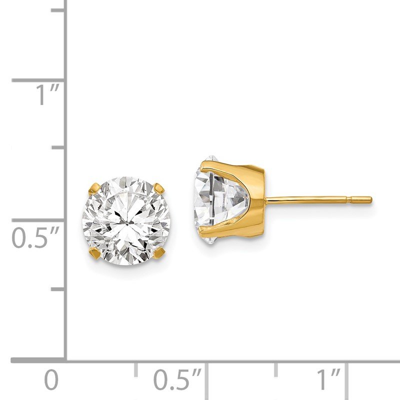 14k 8mm Round CZ Stud Earrings