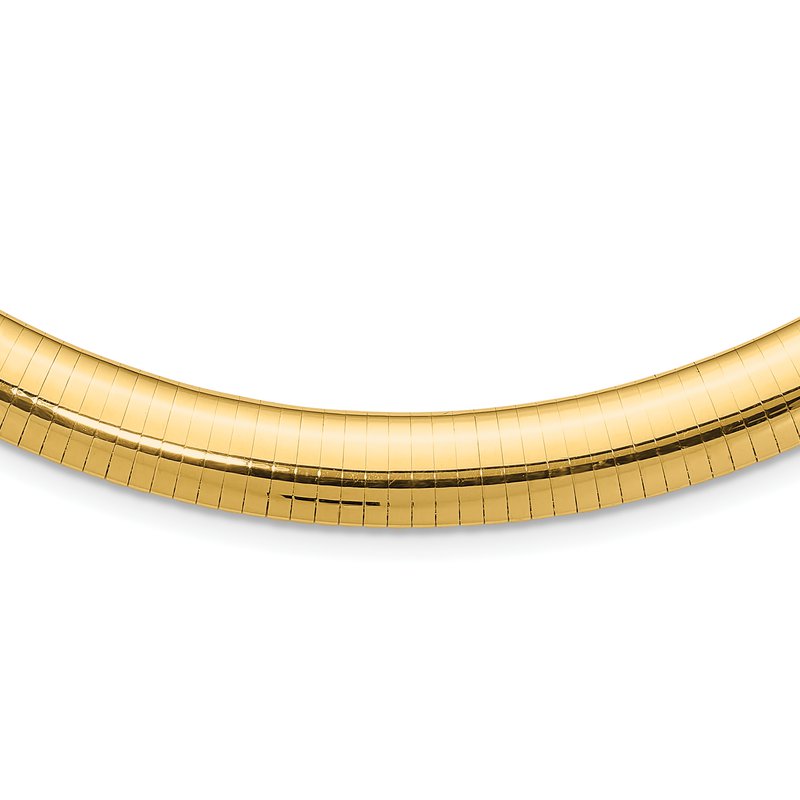 14k Polished 10mm Standard Weight 16 inch Domed Omega Necklace
