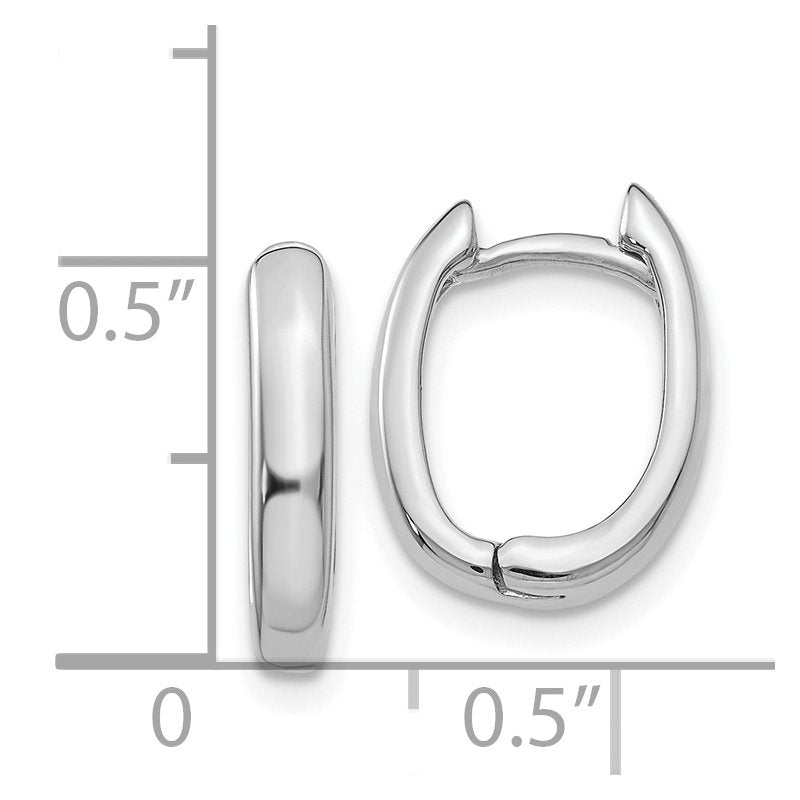 14k White Gold Oval Hinged Hoop Earrings