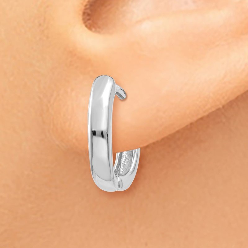 14k White Gold Oval Hinged Hoop Earrings