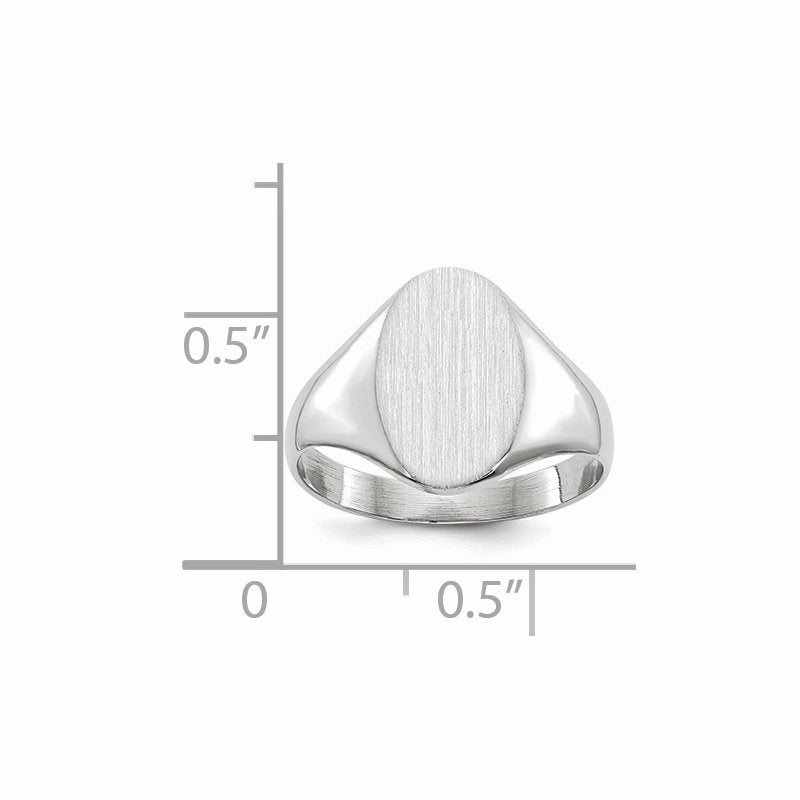 14k White Gold 8.0x11.5mm Open Back Signet Ring