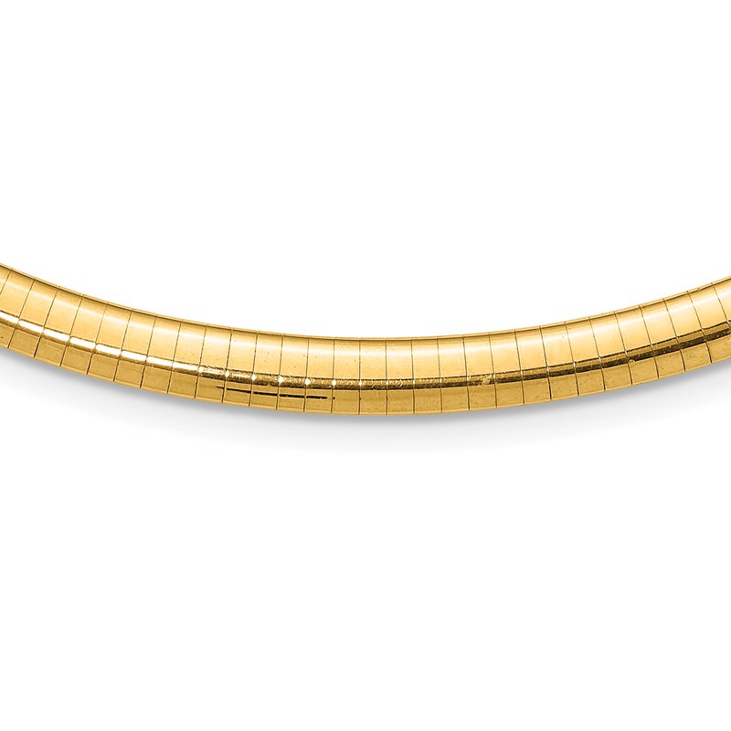14k Polished 6mm Standard Weight 16 inch Domed Omega Necklace