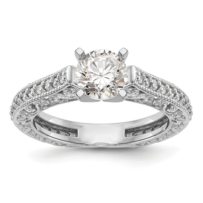 14K White Gold 1/2 carat Lab Grown Diamond VS/SI  D E F  Semi Mount Peg Set Ring