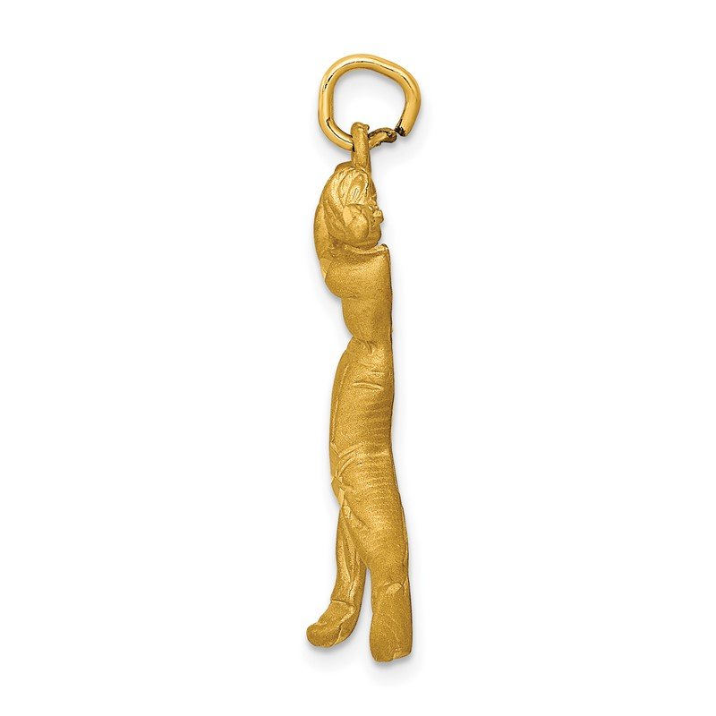 14k Satin Diamond-cut Male Golfer Charm