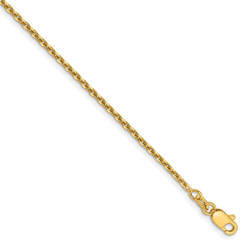 14K 26 inch 1.65mm Solid Diamond-cut Cable with Lobster Clasp Chain