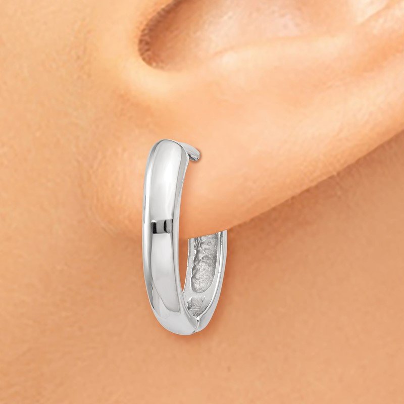 14k White Gold Hinged Hoop Earrings