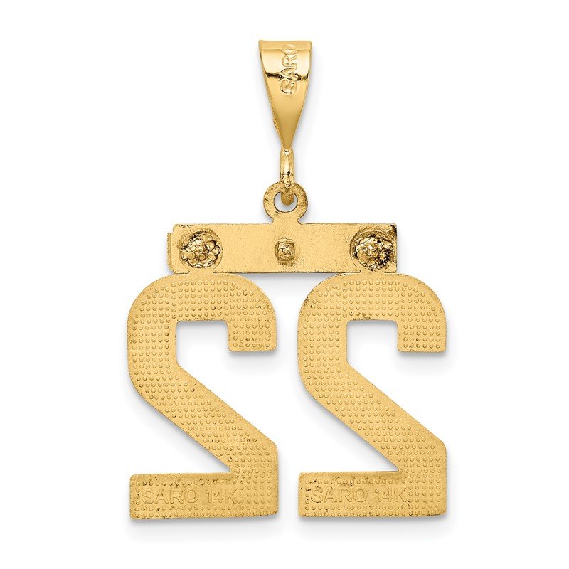 14k Medium Diamond-cut Number 22 Charm