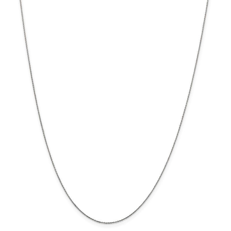 14K White Gold 14 inch .6mm Diamond-cut Round Open Link Cable with Spring Ring Clasp Chain
