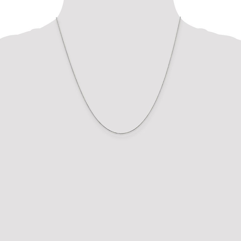 14K White Gold 14 inch .6mm Diamond-cut Round Open Link Cable with Spring Ring Clasp Chain