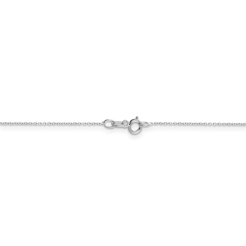 14K White Gold 14 inch .6mm Diamond-cut Round Open Link Cable with Spring Ring Clasp Chain