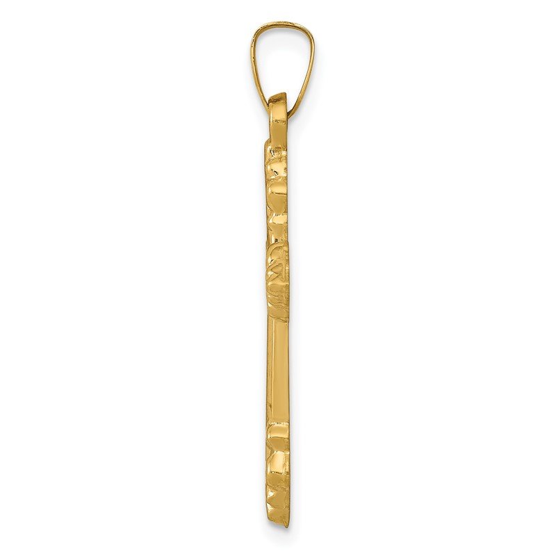 14k Brushed and Polished Fleur de Lis Cross Pendant