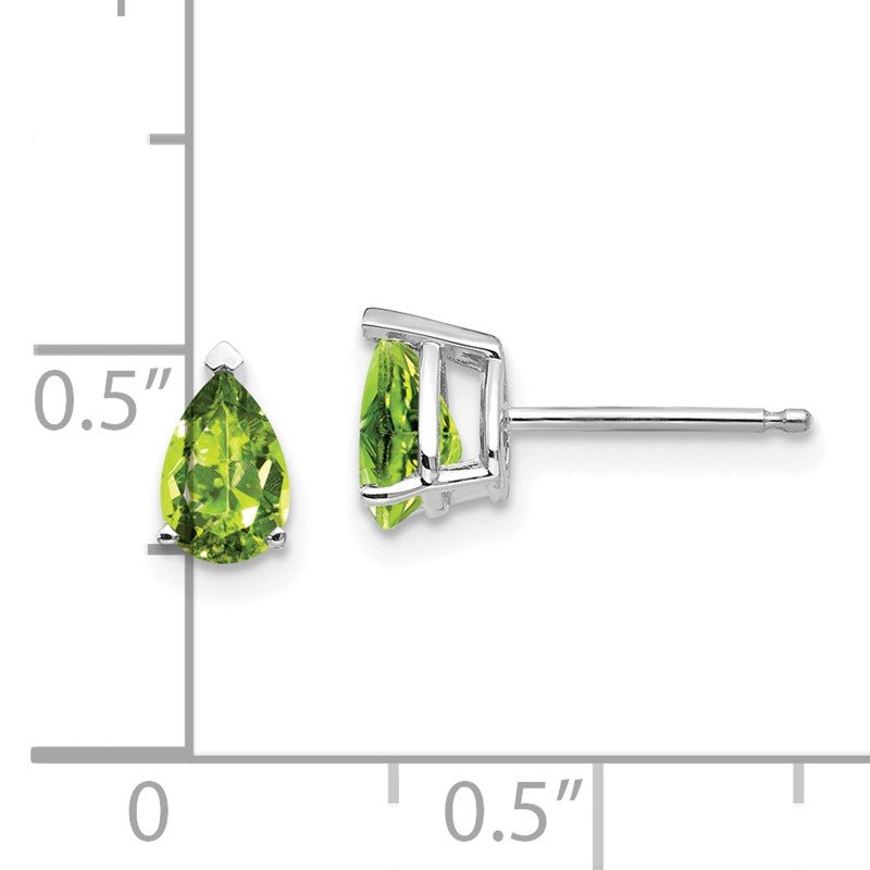 14k White Gold 6x4mm Pear Peridot Post Earrings