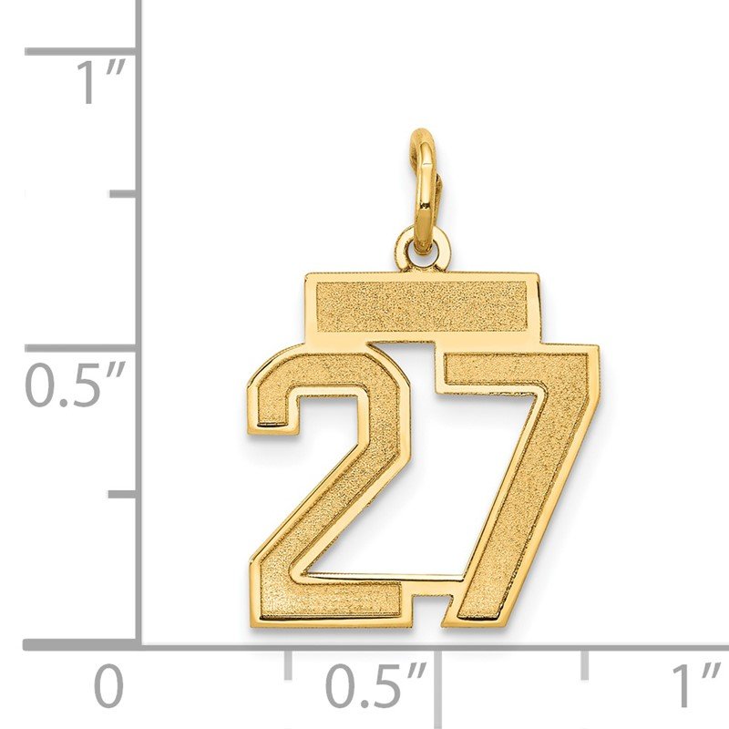 14k Small Satin Number 27 Charm