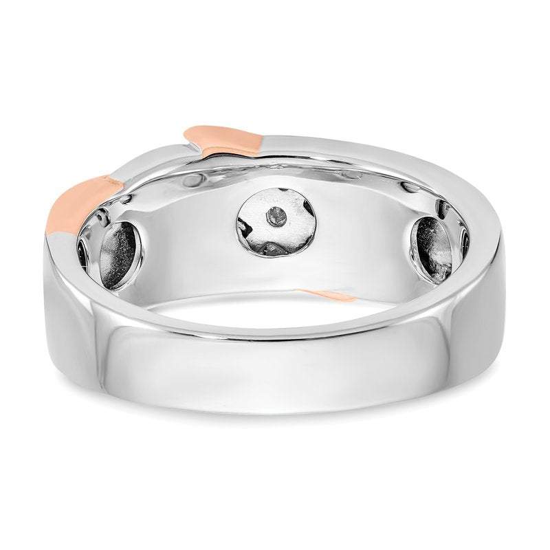 14K Two-tone Men's 1/3 carat Lab Grown Diamond VS/SI  D E F  Brushed and Polished Band