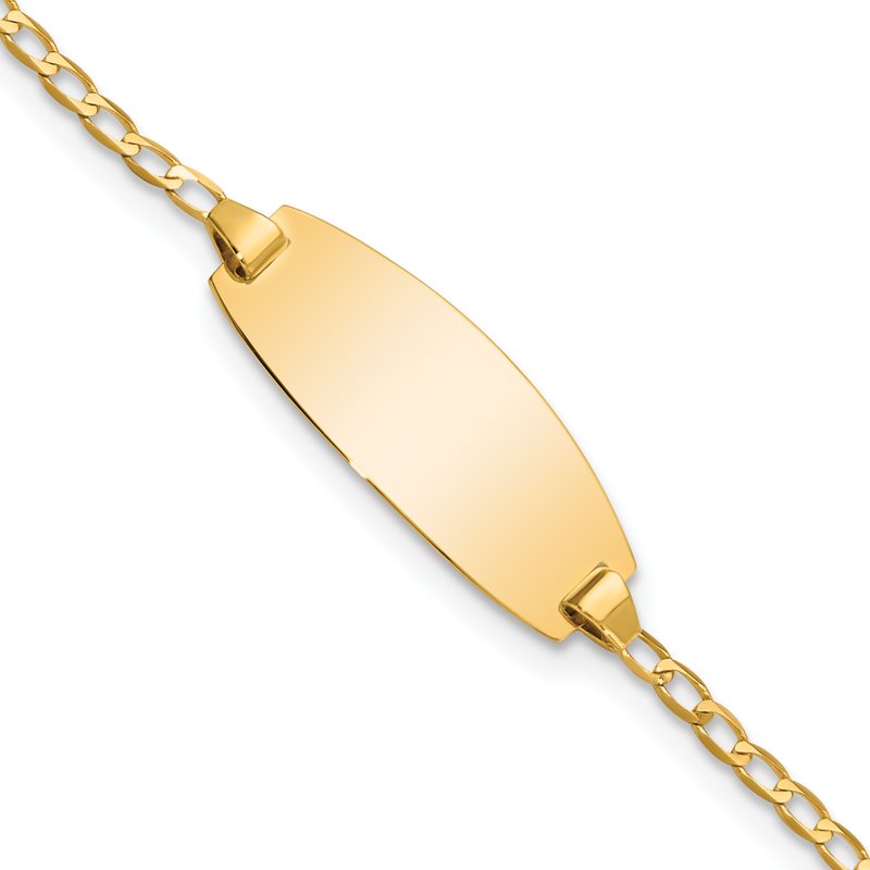 14k Polished Solid Chain/Solid Plate Curb Link Oval 18.5x8.5mm Plate 5.5 inch Baby/Child ID Bracelet