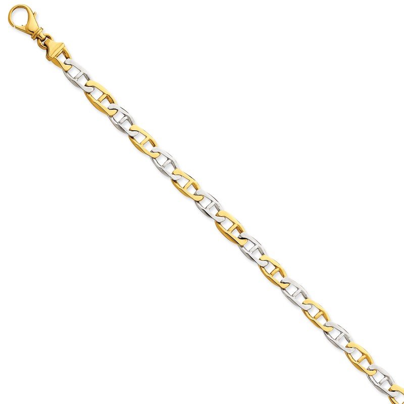 14K Two-tone 18 inch 6.5mm Hand Polished Fancy Link with Fancy Lobster Clasp Chain