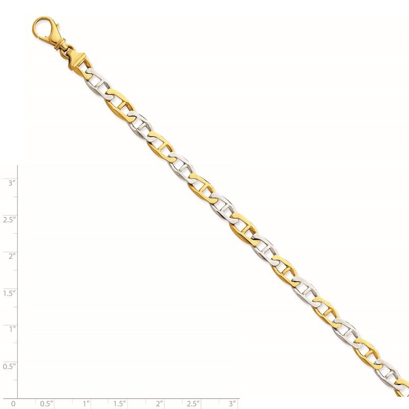 14K Two-tone 18 inch 6.5mm Hand Polished Fancy Link with Fancy Lobster Clasp Chain