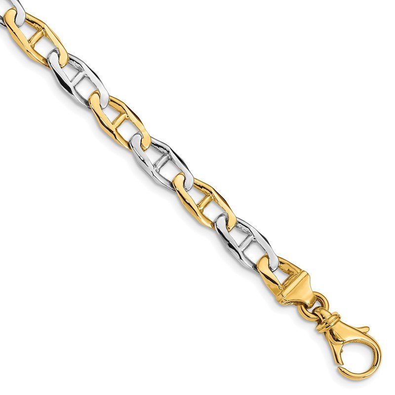 14K Two-tone 18 inch 6.5mm Hand Polished Fancy Link with Fancy Lobster Clasp Chain