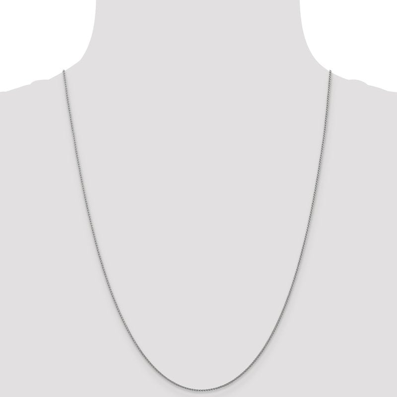 14K White Gold 1mm D/C Spiga Chain Anklet