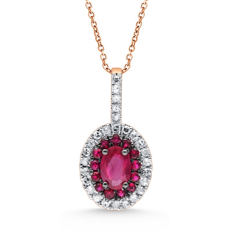 14K 0.21 Ct Diamond &amp; Ruby Pendant